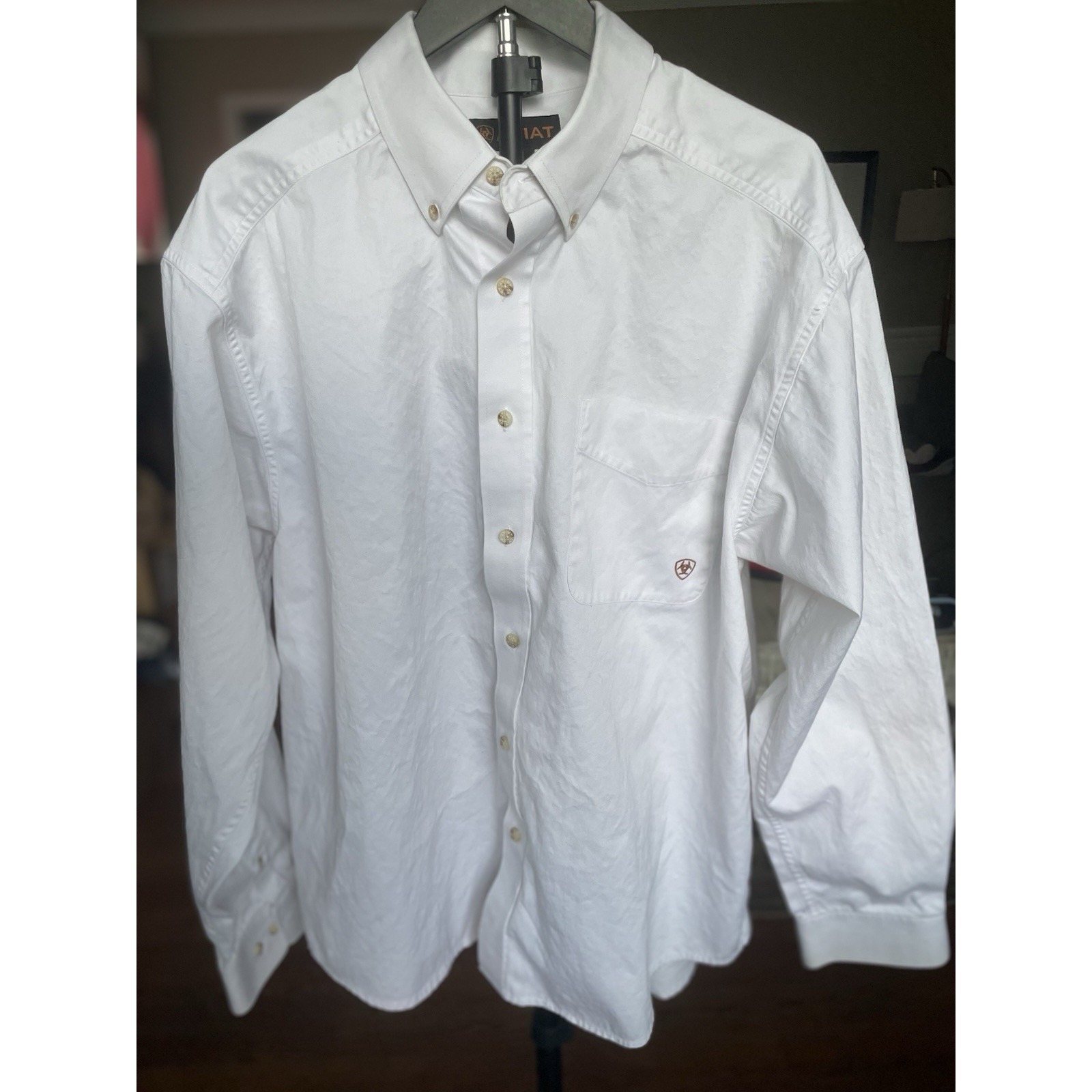 Ariat Men's White Long Sleeve Button Down Shirt Xl